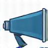 Megaphone icon representing media outreach